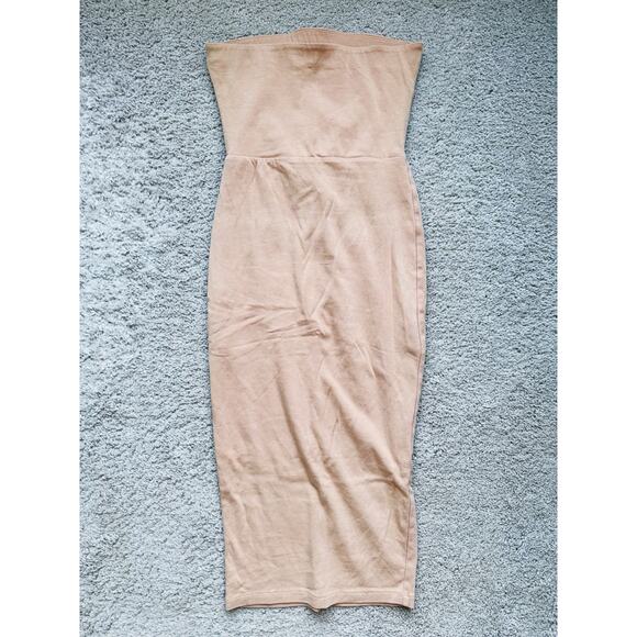 Kookai Strapless Midi Dress Bodycon Beige Tan Small Baddie Capsule Fall Date - Picture 4 of 7